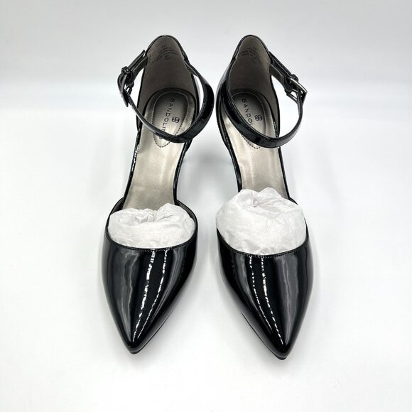 Bandolino Womens Size 8 Ginata Black Vegan Patent‎ D'Orsay Heels Pumps Shoes - Picture 2 of 14
